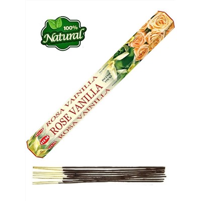 Hem Incense Sticks ROSE VANILLA (Благовония РОЗА ВАНИЛЬ, Хем), уп. 20 палочек.