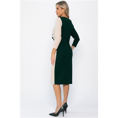 Платье Эванесса (зелено-бежевое) П12742-35М