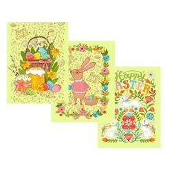 К-т полотенец "Счастливой Пасхи!"-зелен. 50*60 см. - 3 шт. вафля хлопок 100%