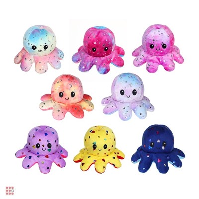 Игрушка мягкая Осьминог ВЫВЕРНУШКА с блёстками, 15-20см, 8 цветов