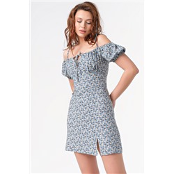 Платье летнее мини приталенное с цветочным принтом