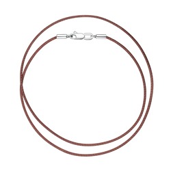 Колье из серебра нить синт. коричневая, Л-29527