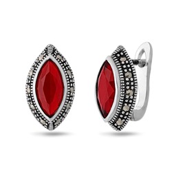 Серьги, марказит , синт.рубин, SL-AGA79