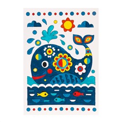 Раскраска для детей «Кит» с кисточкой и красками