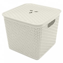Корзина для хранения Keeplex Rattan со съемной крышкой 21 л, 30×30×28см квадратная KL130511048 белое облако