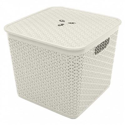 Корзина для хранения Keeplex Rattan со съемной крышкой 21 л, 30×30×28см квадратная KL130511048 белое облако
