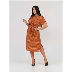 Платье женское Текс-Плюс, цвет коричневый белый