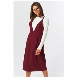 Сарафан офисный миди под блузку винный