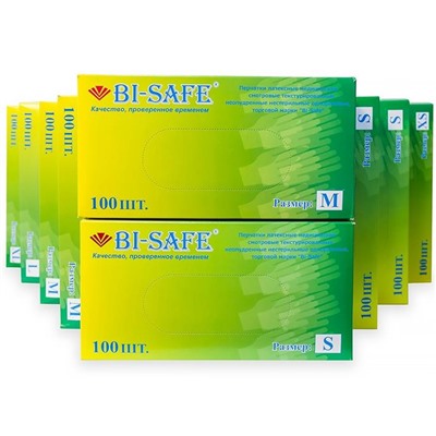 Перчатки  Смотровые латекс.нестерильн.неопудр. BI-SAFE S  (мин.50пар) бежевые
