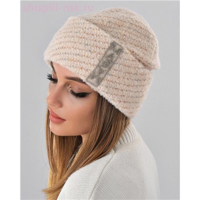 Отворот мохер мульти полоска термо Шапка флис (56-58)