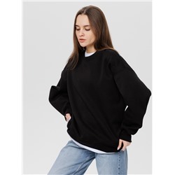Женский свитшот оверсайз из футера с начесом Lingeamo черный ВК-23 (14)