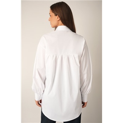 Женская удлиненная рубашка оверсайз с широкими рукавами Happyfox