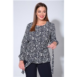 Liona Style 763 цветы_синий, Брюки,  Блуза