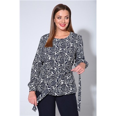 Liona Style 763 цветы_синий, Брюки,  Блуза
