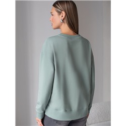 Свободный свитшот с принтом и разрезами из эластичного футера двухнитки без начеса