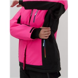 Горнолыжная куртка женская зимняя розового цвета 027R