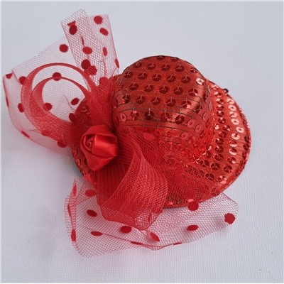 Заколка зажим "Шляпка", красная, арт. 059.957