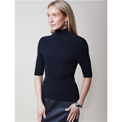 Водолазка тонкой вязки в рубчик из хлопка с нейлоном