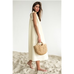 Сарафан миди на бретельках бледно-желтый