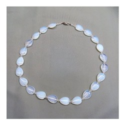 Бусы Лунный камень, чешское стекло капля плоская 12х17мм 52см SH 500350