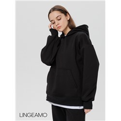 Женский худи оверсайз из футера с начесом Lingeamo черный ВК-24 (14)