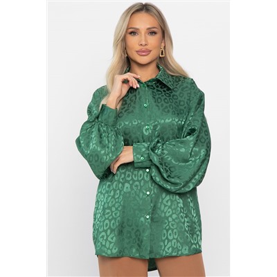 Рубашка атласная Все мысли о тебе (зеленая) Б14504-7М