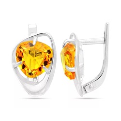 Серьги из серебра цитрин кварц, СП78