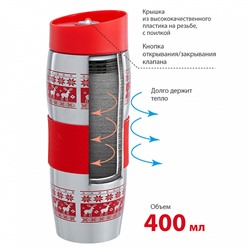 Термокружка вакуумная 400 мл Alpenkok AK-04022A "Олени красные"
