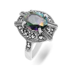 Кольцо из серебра марказит, мистик циркон, SL-AGA108