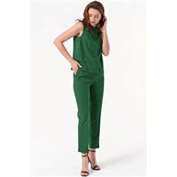 Костюм летний брючный с топом темно-зеленый