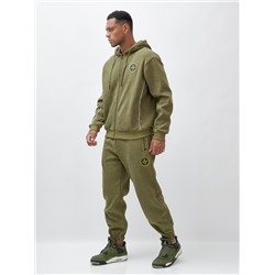 Спортивный костюм мужской демисезонный на флисе цвета хаки 340Kh