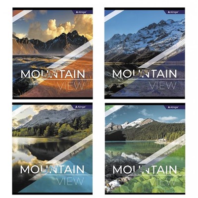 Тетрадь 36 л клетка  Alingar  MOUNTAIN VIEW 4 дизайна AL10820 (выпис.по 2шт.)