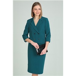 Viola Style 2666-1 темно-бирюзовый_с_принтом, Юбка,  Жакет