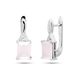 Серьги из серебра розовый кварц, МЦВ687