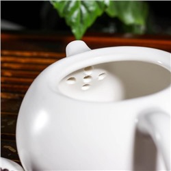 Набор для чайной церемонии керамический «Небо», 5 предметов: 4 пиалы 50 мл, чайник 200 мл, цвет белый