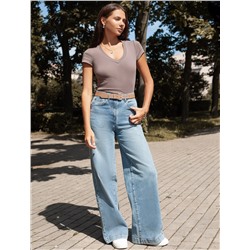 Футболка из плотного трикотажа с плетением риб 1*1