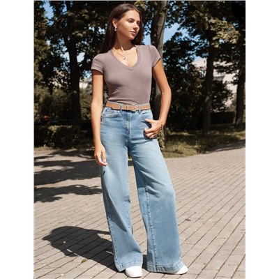 Футболка из плотного трикотажа с плетением риб 1*1