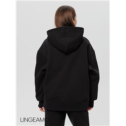 Женский худи оверсайз из футера с начесом Lingeamo черный ВК-24 (14)