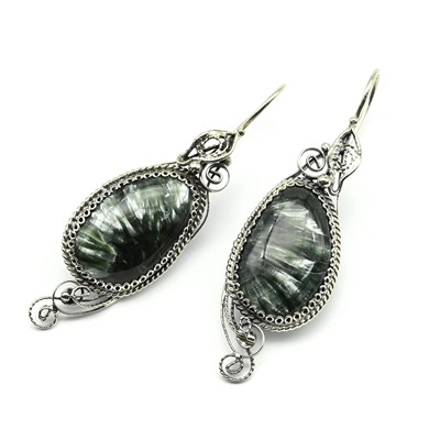 Серьги серафинит 17*45мм.