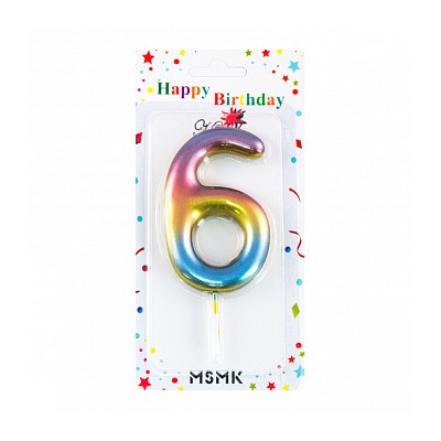 Свеча для торта "Цифра 6", с градиентом 8,5 см