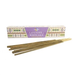 LAVENDER & WHITE SAGE Purifying Smudge Incense, Sacred Elements (ЛАВАНДА И БЕЛЫЙ ШАЛФЕЙ очищающие масала благовония, Секретные Элементы), 15 г.