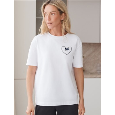 Футболка с принтом свободная эластичная из премиального хлопка