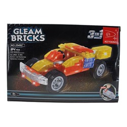 Конструктор Gleam Bricks 3в1 94дет. Спортивная машина (светящ.) (на батар.) 22*15см / коробка 25492