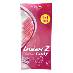 LASER 2 Lady (ЛАЗЕР 2 ЛЕДИ Разовая бритва с двумя лезвиями), уп. 6 шт.