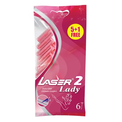 LASER 2 Lady (ЛАЗЕР 2 ЛЕДИ Разовая бритва с двумя лезвиями), уп. 6 шт.
