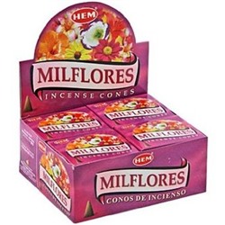 Hem Incense CONES MILFLORES (Благовония конусы МИЛЛИОН ЦВЕТОВ, Хем), уп. 10 конусов.