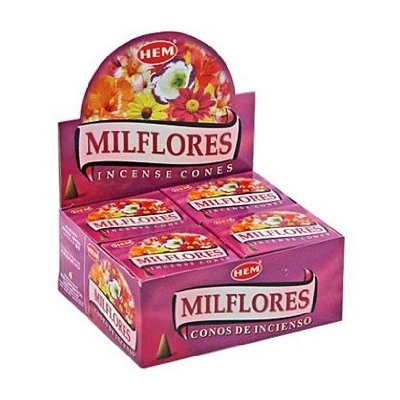 Hem Incense CONES MILFLORES (Благовония конусы МИЛЛИОН ЦВЕТОВ, Хем), уп. 10 конусов.