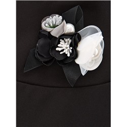 Платье UD 6940 черн/сер брошь