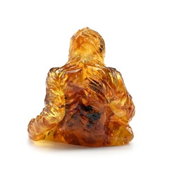 Фигурка с янтарем Горилла 52*35*60мм цв.св.коньячный, 43,9г