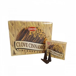 Hem Incense CONES CLOVE CINNAMON (Благовония конусы ГВОЗДИКА КОРИЦА, Хем), уп. 10 конусов.